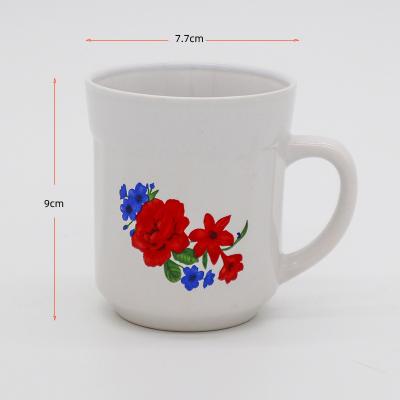 China Low Price Sustainable Kids Ceramic Mugs 9OZ Custom Floral Image Design Coffee Mugs for sale