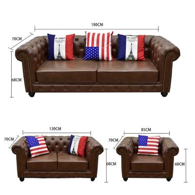 China Hot Sale Factory Price Modern Design Chesterfield Sofa Set (Other) Leather Sofa Set Furniture Living Room Adjustable for sale