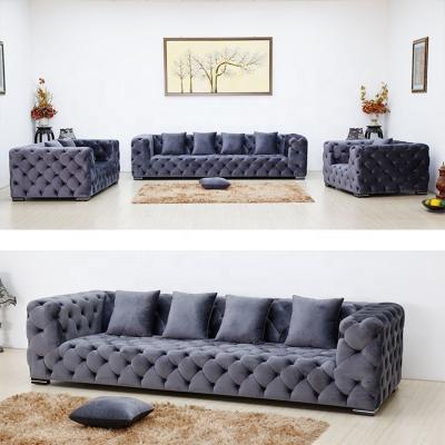 China (Other)Modern Style Design Home Furniture Adjustable Chesterfield Velvet Sofa Set for sale