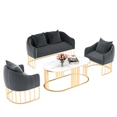 China (Other) Modern Adjustable Gray Velvet Cafe Restaurant Metal Living Room Furniture Chair Sofa Set for sale