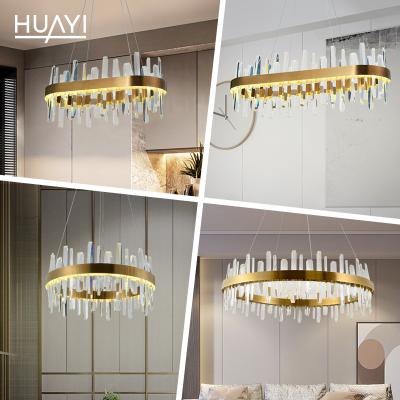 China HUAYI Modern Style Crystal Metal Indoor Living Room Bedroom Contemporary Simple Luxury Hotel Decorative Chandelier for sale