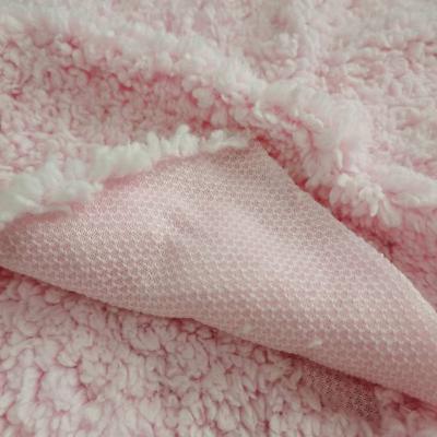 China 2022 Viable Custom Design Solid 100% Polyester 300GSM Plaid Knit Cotton Sherpa Fleece Fabric For Winter Coat for sale