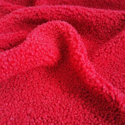 China High End Stretch Breathable Polyester Hot Selling 100% Plain Dyed Solid Knit Teddy Bear Fleece Fabric For Garment Jacket for sale