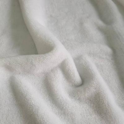 China Stretch High Quality 100% Polyester Plain Dyed Roll White Double Sided Fleece Flannel Fabric For Baby Kids Blanket for sale