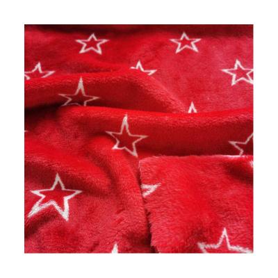 China Wholesale 100% Pilling Coral Polyester Fleece Anti Stretch Super Soft Red Print Flannel Fabric For Coat Kid Blanket for sale