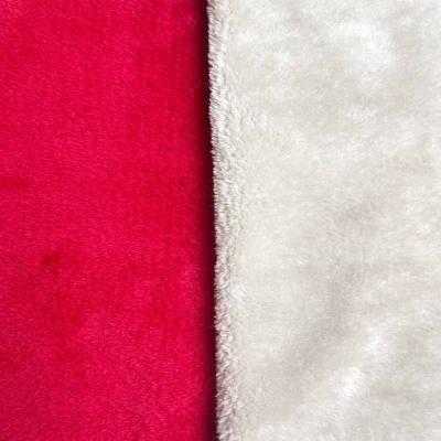 China Hot Selling Red 100% Polyester High End Stretch Plain Dyed Coral Solid Double Sided Flannel Fleece Fabric For Garment for sale