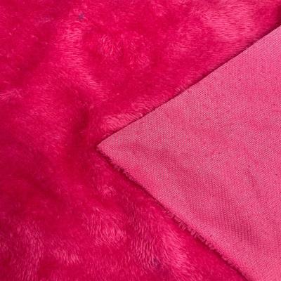 China Custom Wholesale Factory Price Red 100% Polyester Stretch Plain Dyed Solid Warm Flannel Coral Fleece Fabric For Clothes for sale