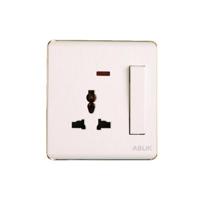 China ABUK Residential/Multipurpose Universal White Wall Switched Socket Push Button 13A 250V Electrical Outlet Metal Home With PMMC Neon Sign for sale