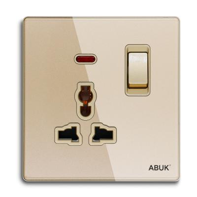 China ABUK Socket Manufacture Hot Sale 13A 250V Universal Wall Switched Universal Wall Sockets / Multipurpose With Neon for sale