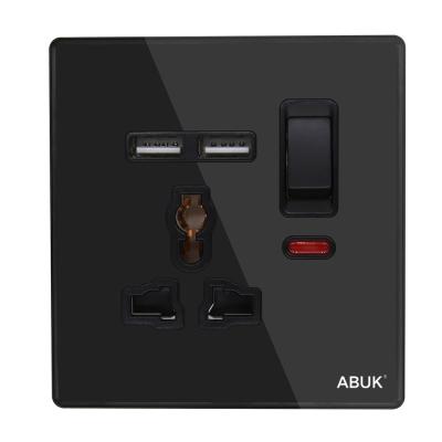 China ABUK Socket Manufacture Hot Sale 13A 250V Universal Wall Switched Universal Wall Sockets / Multipurpose With Neon for sale