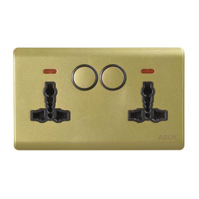 China ABUK Residential/Multi-Purpose Universal Standard Double Switched Double Socket Outlet 250V 13A Electrical Single Socket Wall Outlet With Neon for sale