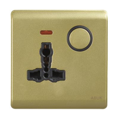 China ABUK Residential/General Purpose Switched Socket Outlet 250V 13A Electrical Wall Socket 3*3 Inches Universal Standard Single Socket With Neon for sale