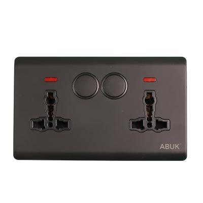 China ABUK Residential/Multi-Purpose Universal Standard Double Switched Double Socket Outlet 250V 3*6 Inches 13A Electrical Single Wall Outlet With Neon for sale