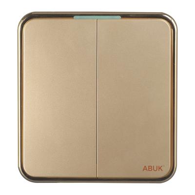 China ABUK 2 Gang 2way Wall Switch Push Button Modern Home Wall Electric Lamp Switch 3*3 Inches Panel 10A 250V 3*3 Inches Plastic Material for sale