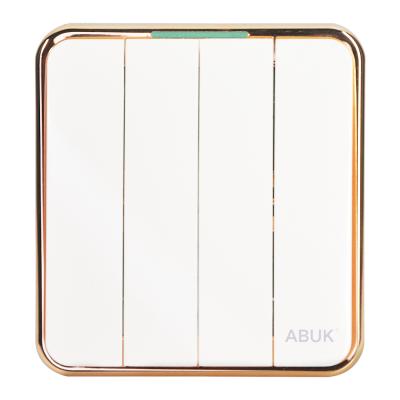 China ABUK 4 Strip 2way Wall Switch Push Button Modern Home Wall Electric 3*3 Lamp Switch Inches Panel 10A 250V 3*3 Inches Plastic Material for sale