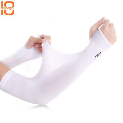 China Amazon Hot Sale Anti-UV Quick Dry Arm Cover Breathable Solid Color Elastic Knitted Ice Silk Arm Keep Cool Sleeve in 7 Colors for sale