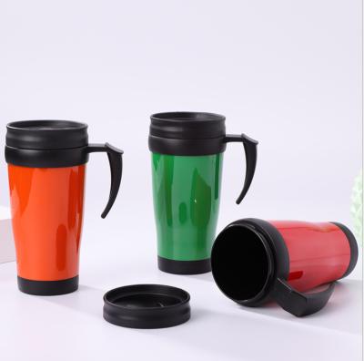 China 2019 Customized Thermal Insulated Plastic Drinking Logo Mug With Customized Handle for sale