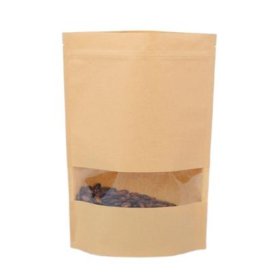 China Wholesale Customized Moisture Proof Printing Kraft Paper Backing Up Packaging Pouches Ziplock Coffee Bag With Window for sale