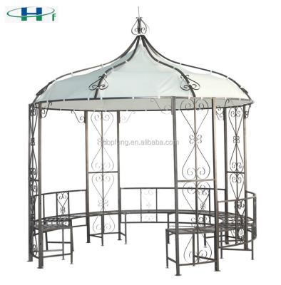 China Sun Shelter Dia3x2.9 Round Steel Frame Decorative Wrought Iron Garden Gazebo for sale