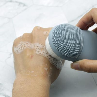 China CVB-513 Waterproof Silicone DEEP CLEANSING Facial Cleansing Sweep Silica Gel Face Double Head Brush Manual Washing Detergent for sale