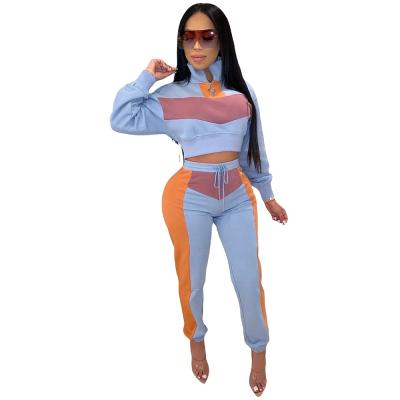 China Breathable Streetwear hoodie suits women's sweat suits ladies sports tracksuit long sleeve sets with patchwork for sale