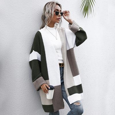 China Modest Long Anti-wrinkle Cardigan Sweater Women Multi Color Patchwork Cardigan For Women for sale