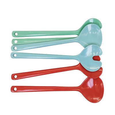 China Melamine Printing BPA Free Durable Reusable Durable Hard Plastic Salad Server Melamine Fork and Spoon Mixing Set for sale