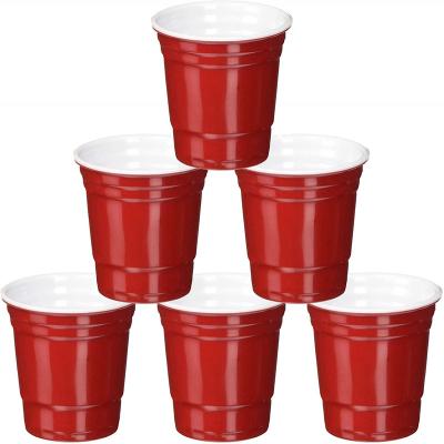 China Easy to wash 2 oz double wall reusable melamine red party cup with custom logo for sale