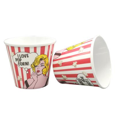 China Easy To Wash Reusable High Quality 100% Melamine Popcorn Bucket Custom Printing Wholesale For Party Decoration for sale