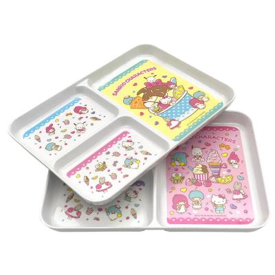 China BSCI Factory Direct Selling Sustainable Baby Food Melamine Safe Kids Preferred Rectangular Divided Dinner Dish for sale