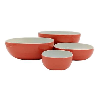 China Viable High Quality Square Form Double Walled Melamine Salad Bowl Set of 4 for sale