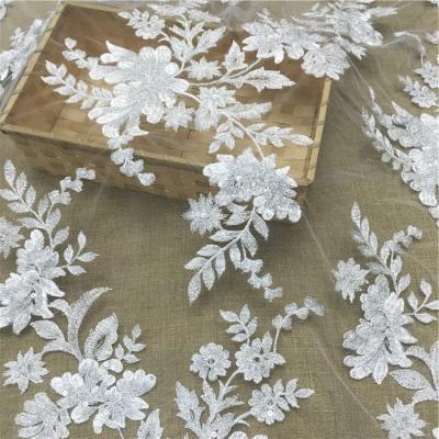 China JORICE viable most popular luxury beaded embroidery fabric high quality lace fabric for wedding dress for sale