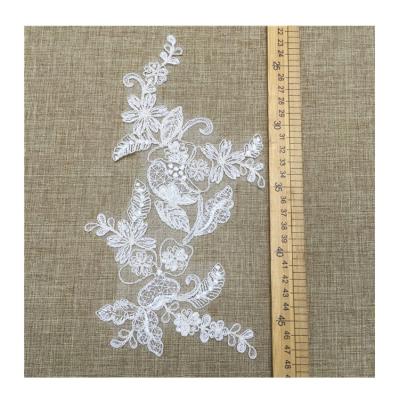 China High quality JORICE new design rayon viable lace embroidery lace patch applique for wedding dress for sale