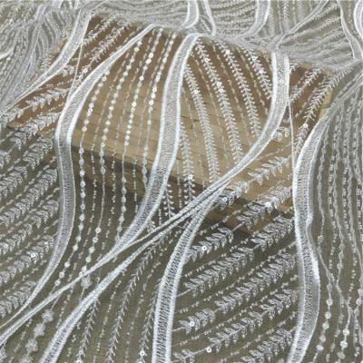 China JORICE Fashion Sustainable Design Beaded Embroidery Fabric Sustainable Lace Fabric For Wedding Dress for sale