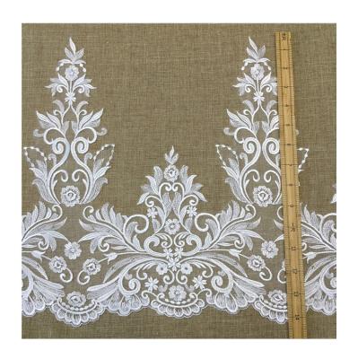 China JORICE High Quality White Rayon Embroidery Lace Up Sustainable Lace Trim For Wedding Dress for sale