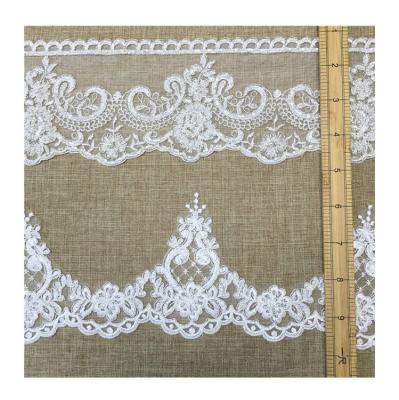 China JORICE Sustainable New Design White Rayon Embroidery Lace Up High Quality Lace Trim For Wedding Dress for sale