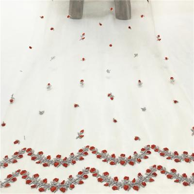 China Viable New Design Tulle Embroidery Mesh Lace Fabric For Wedding Flat Dress for sale