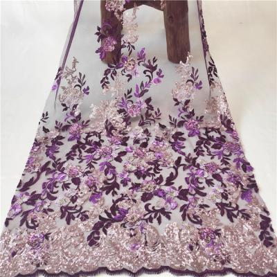 China Viable High Quality Colorful Swiss Tied French Tulle Embroidery Lace Fabric For Wedding Dress for sale