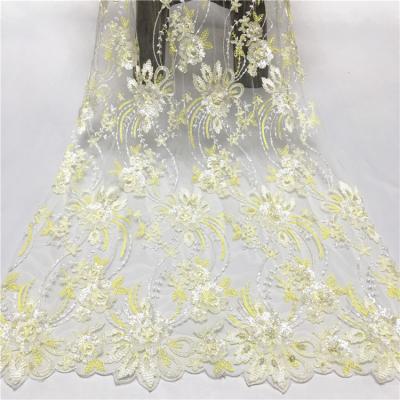 China New Next Viable Beaded Tied Handwork Mesh Embroidery Lace Fabric for sale