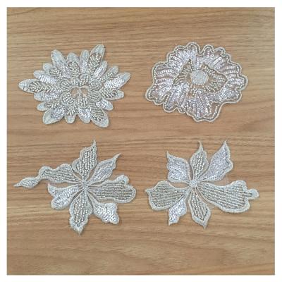 China New Viable Flower Design Shiny Beaded Sequins Applique For Clothing Accessories for sale