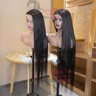 China 13x4 HD Virgin Hair Straight Transparent Lace Front Wig Silky Straight Cuticle Aligned 40 Inches Hair Wig Unprocessed for sale