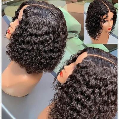 China Raw Sellers Pixie Cut Wigs Curly Cuticle Human Hair Body Wave Hair Brazilian Yes Wigs Aligned Lace Front Wig For Black Women for sale