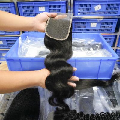 China Malaysian Body Wave Unprocessed Virgin Human Hair 4X4 Lace Closure Top Lace Closure Grade 10A Hair for sale