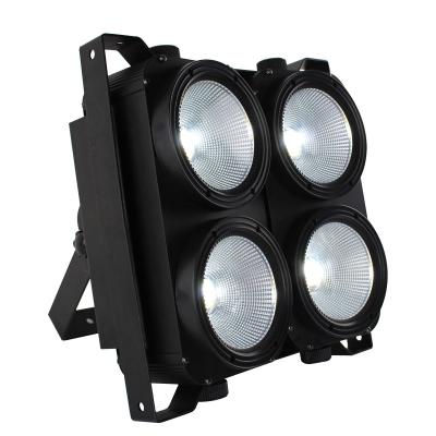 China Theme Park 4 Eyes COB Led High Brightness 4x100w DJ Equipment Stage Light DMX512 Blinder Warm Cold White Light for sale