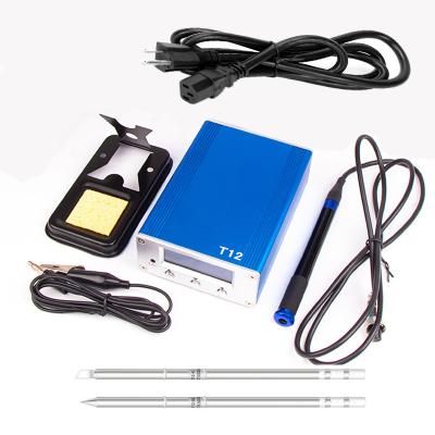 China T12 high quality portable adjustable temperature smd digital display lcd soldering station 110V 75W for sale