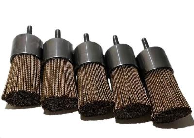 China 25mm Solid Shank Brass Coated Steel Wire End Brush for Cleaning and Polishing en venta