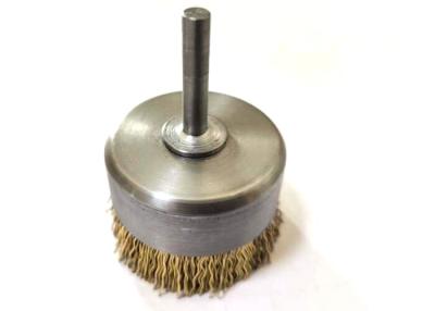 China Spindle Stem Mounted 2 Inch Wire Drill Brass Wire Cup Brush Fine Crimped zu verkaufen