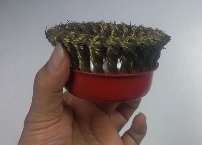 China 4 Inch OD Twisted Knot Brass Wire Cup Brush 16mm Inner Hole For Removing Paint for sale