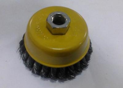 China 75 Mm OD Wire Cup Brush Knot Type Heavy Duty Yellow Bowl Body For Removing Paint for sale