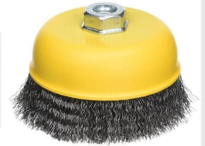 Chine Brosse métallique jaune de tasse de couleur sertie par replis, brosse de tasse de fil de broyeur pour la broyeur d'angle à vendre